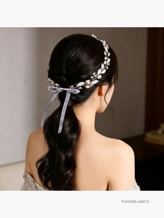 Handmade Wire Woven Bridal Hair Vine with Pearl Clusters main image 5